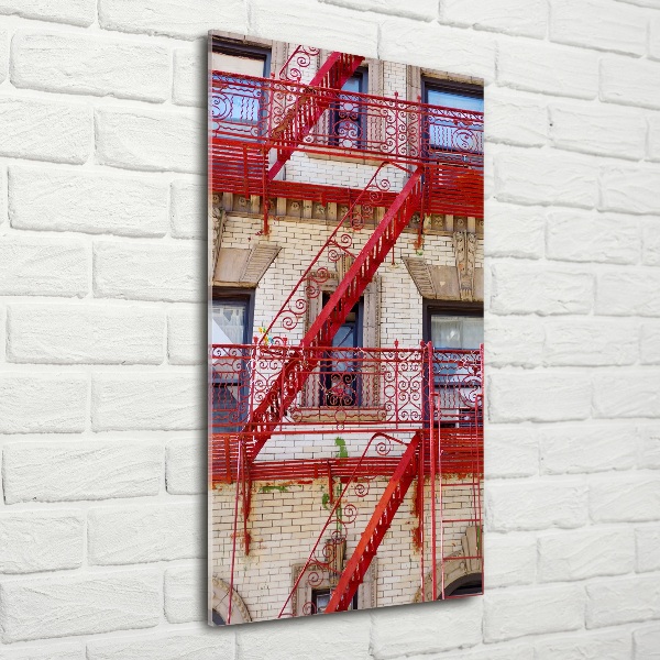 Glass art picture Italian tenement house