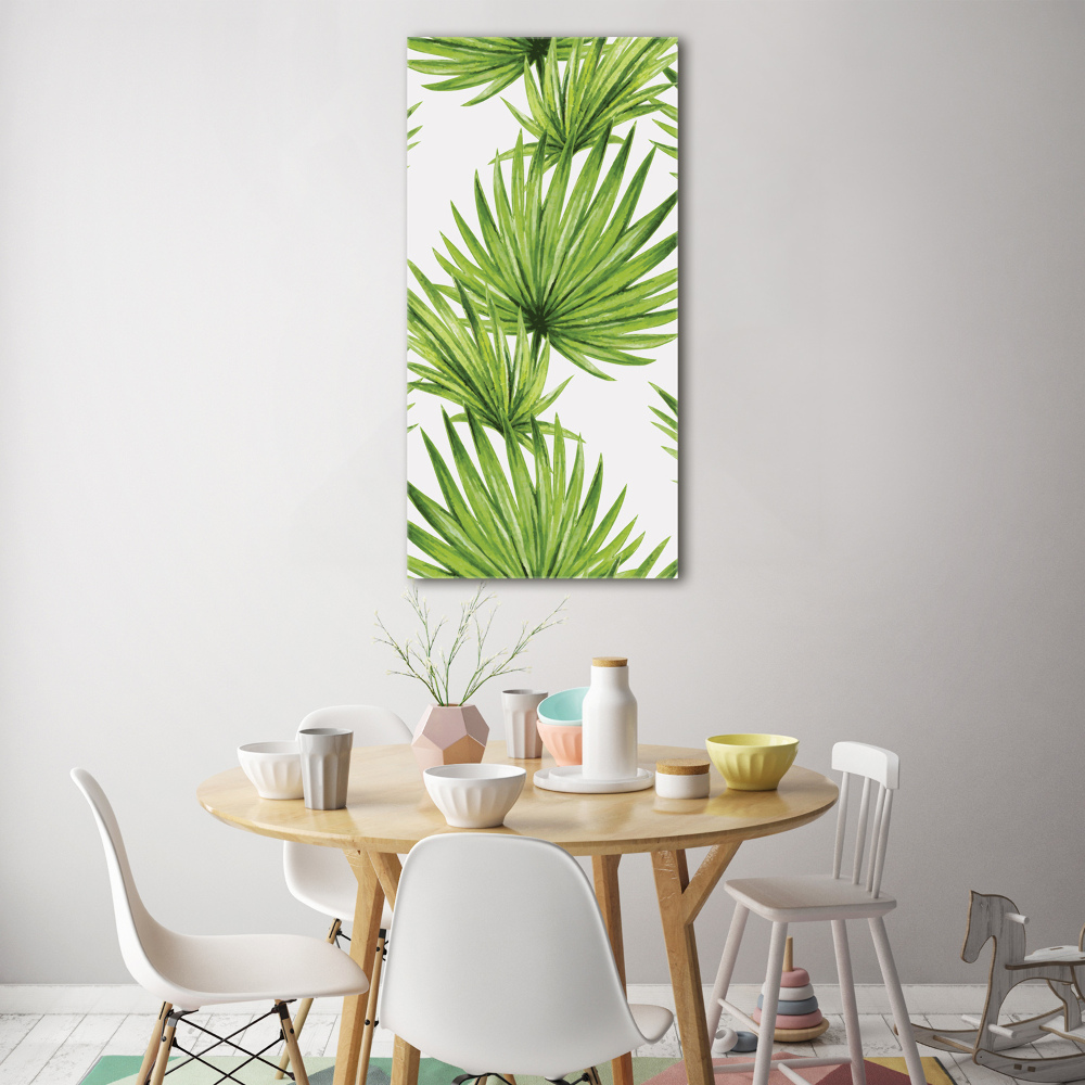 Wall art on glass Tropical leaves