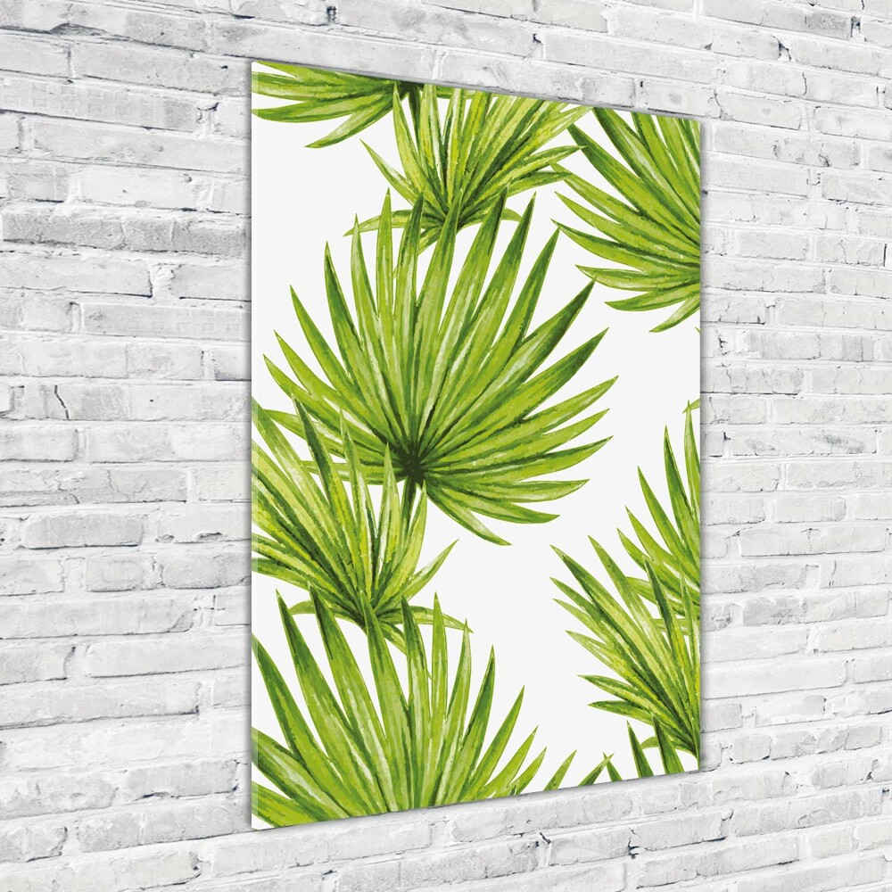 Wall art on glass Tropical leaves