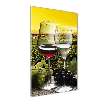 Print on a a glass Wine and grapes