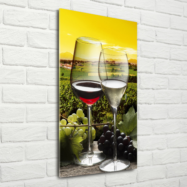 Print on a a glass Wine and grapes