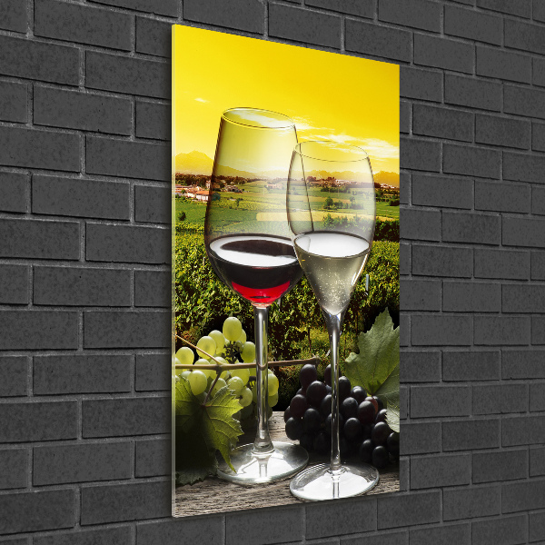 Print on a a glass Wine and grapes