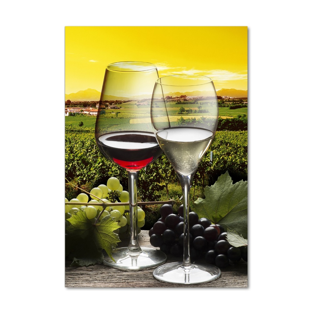 Print on a a glass Wine and grapes