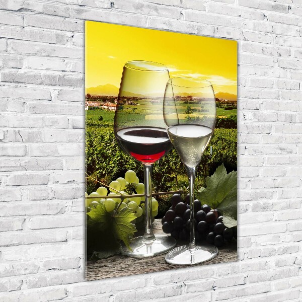 Print on a a glass Wine and grapes