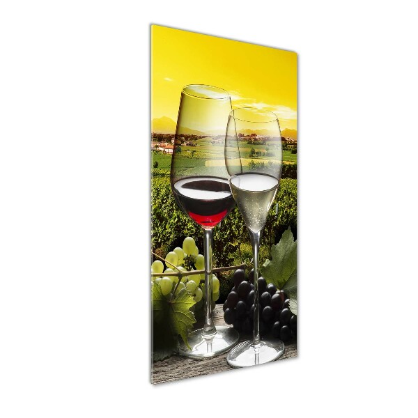 Print on a a glass Wine and grapes