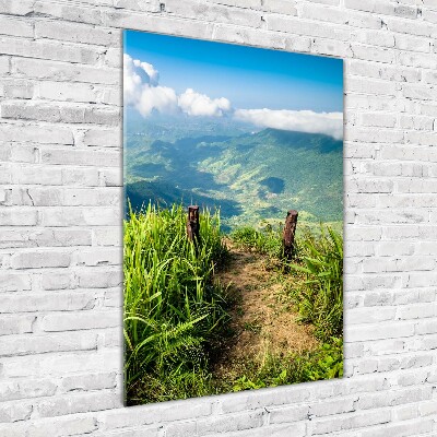 Wall art on glass Mountain trail