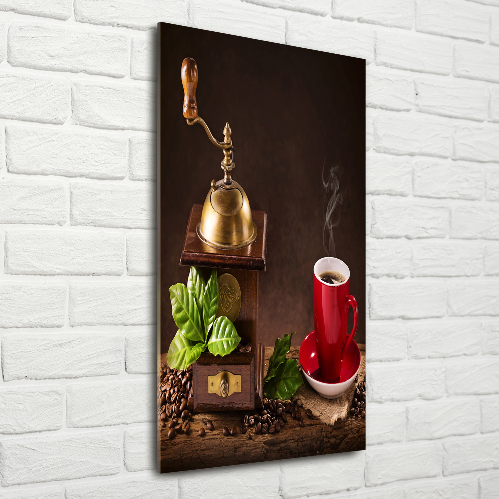 Printed glass wall art Coffee grinder