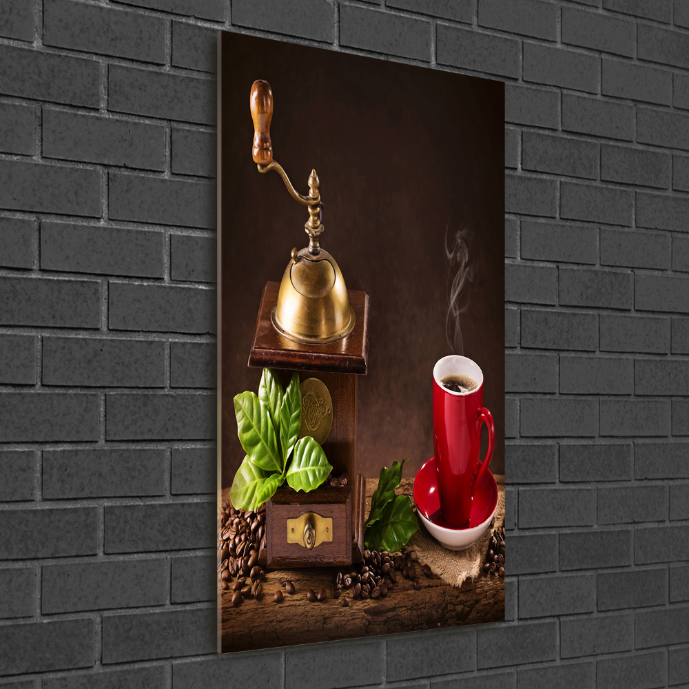 Printed glass wall art Coffee grinder