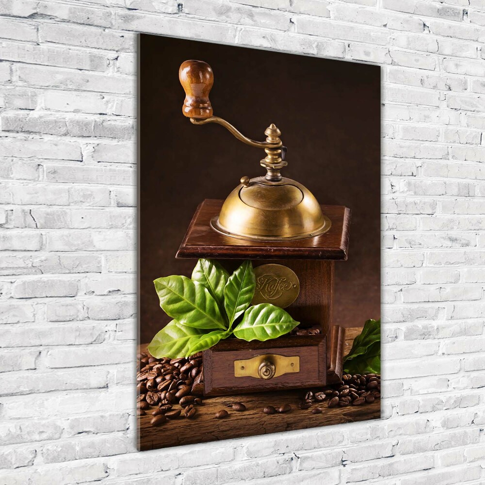 Printed glass wall art Coffee grinder