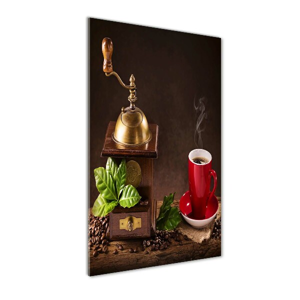 Printed glass wall art Coffee grinder