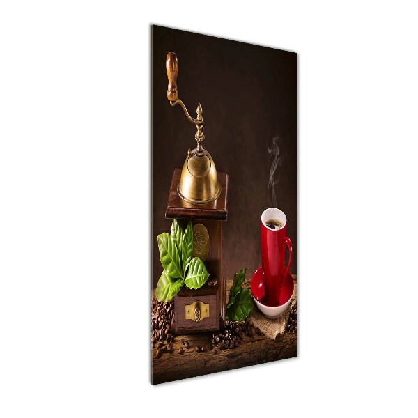 Printed glass wall art Coffee grinder