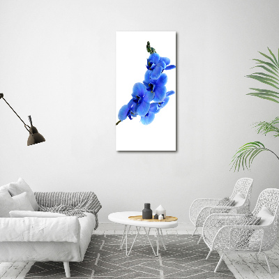 Glass wall art Blue orchid