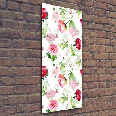 Wall art on glass Roses and peonies