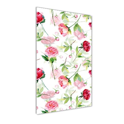 Wall art on glass Roses and peonies