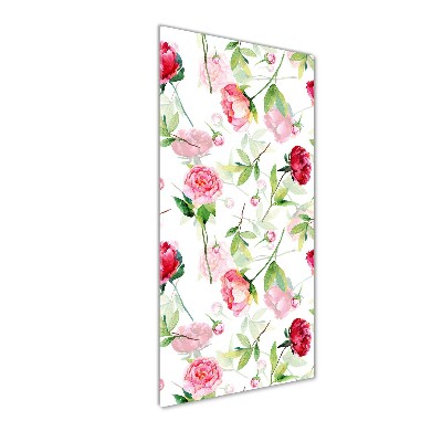 Wall art on glass Roses and peonies