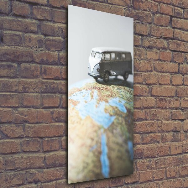 Glass picture wall art Van on the globe