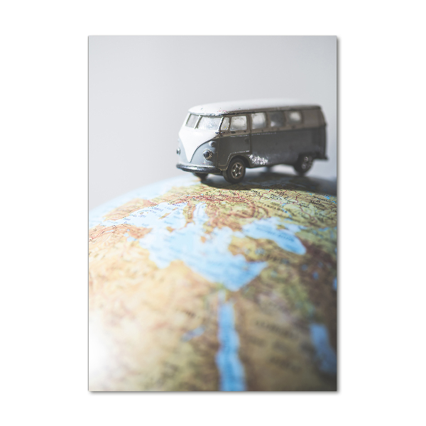 Glass picture wall art Van on the globe