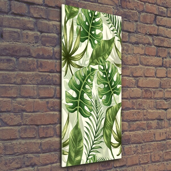 Wall art on glass Tropical leaves