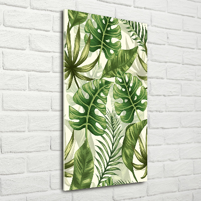 Wall art on glass Tropical leaves