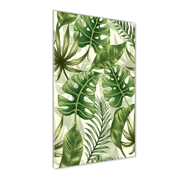 Wall art on glass Tropical leaves