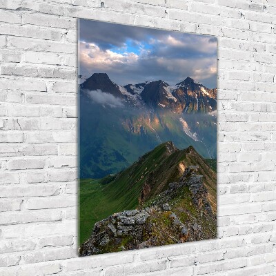 Wall art on glass Mountain peaks