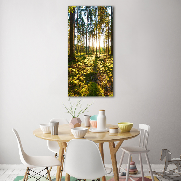 Wall art on glass a pine forest