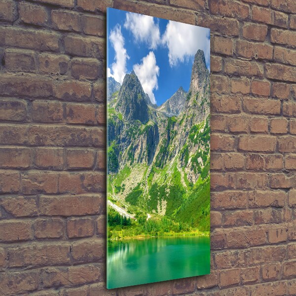 Wall art on glass Lake in the mountains