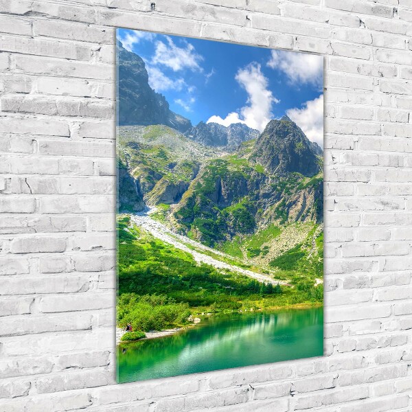 Wall art on glass Lake in the mountains