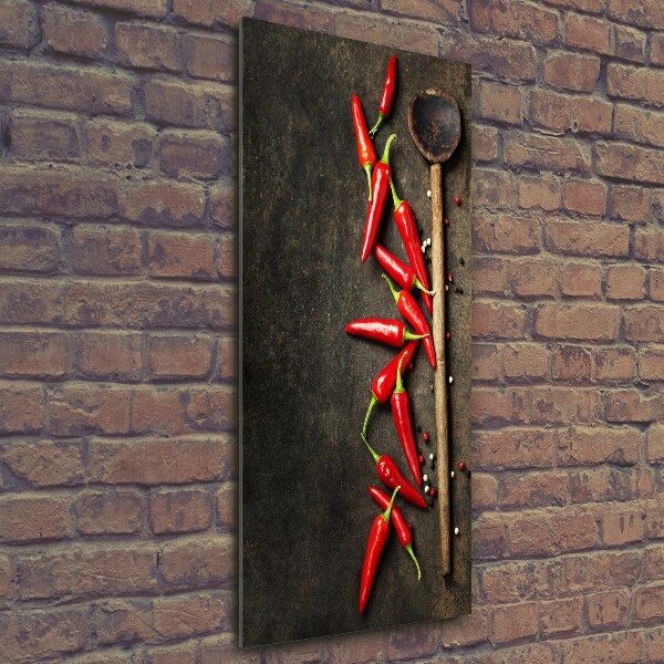 Glass wall art Chilli peppers