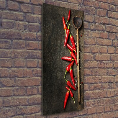 Glass wall art Chilli peppers