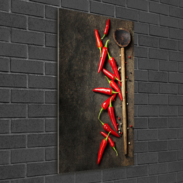 Glass wall art Chilli peppers