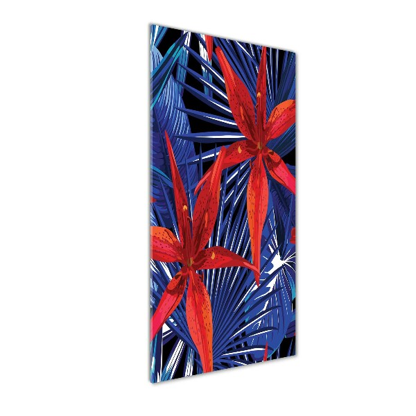 Glass wall art Tropical flowers