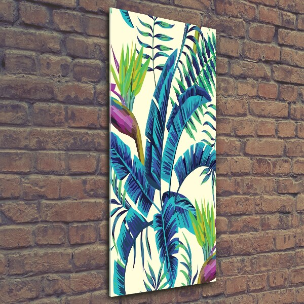 Glass art picture Tropical leaves