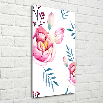 Print on a a glass Peonies