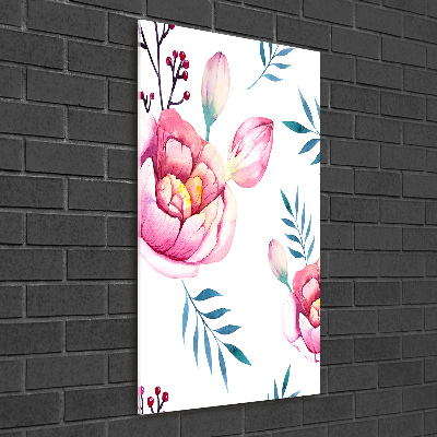 Print on a a glass Peonies