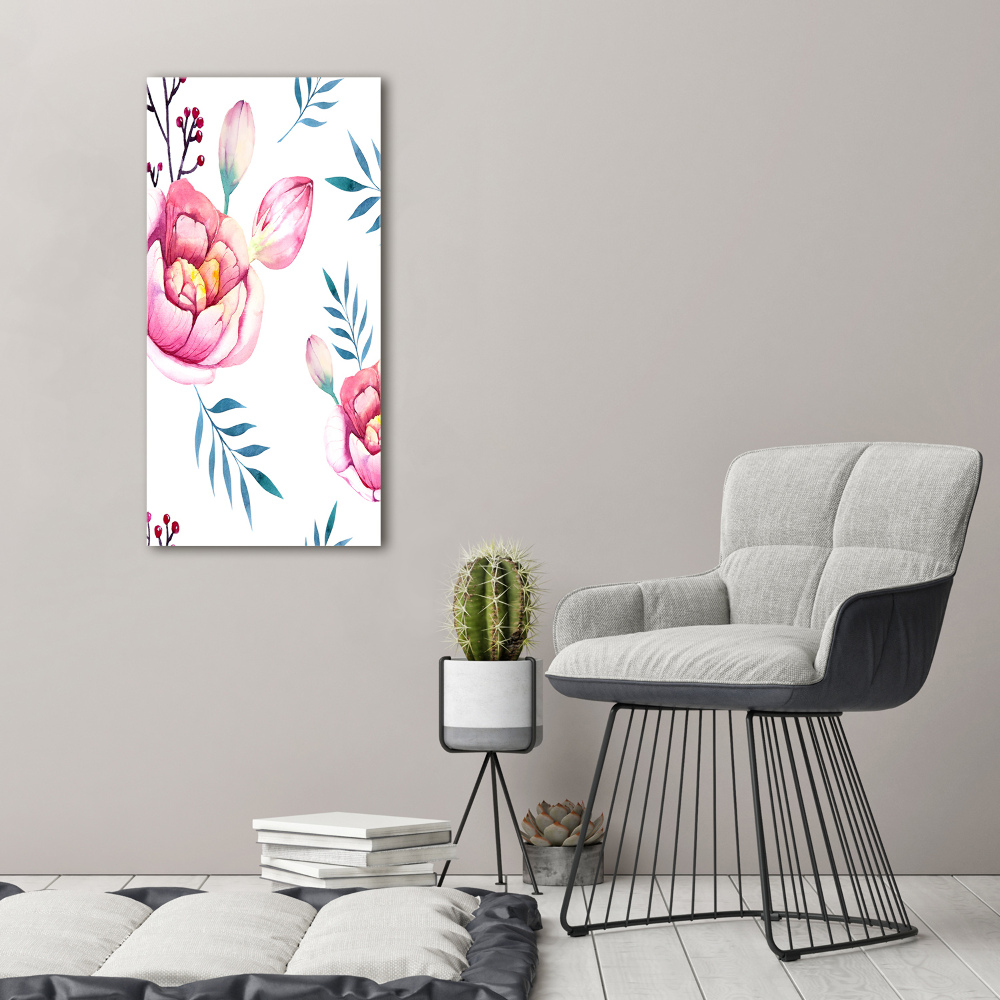 Print on a a glass Peonies