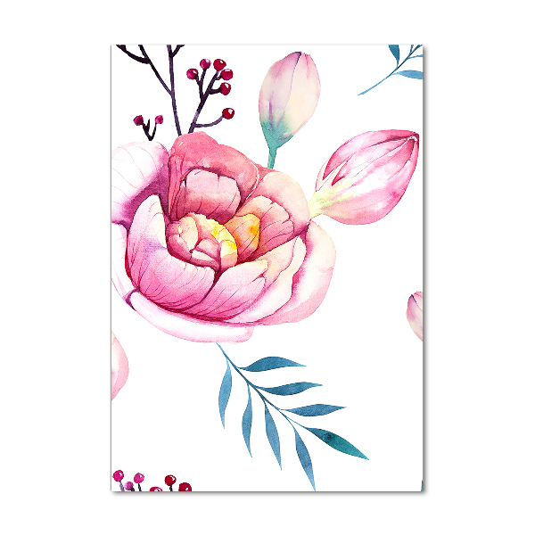 Print on a a glass Peonies