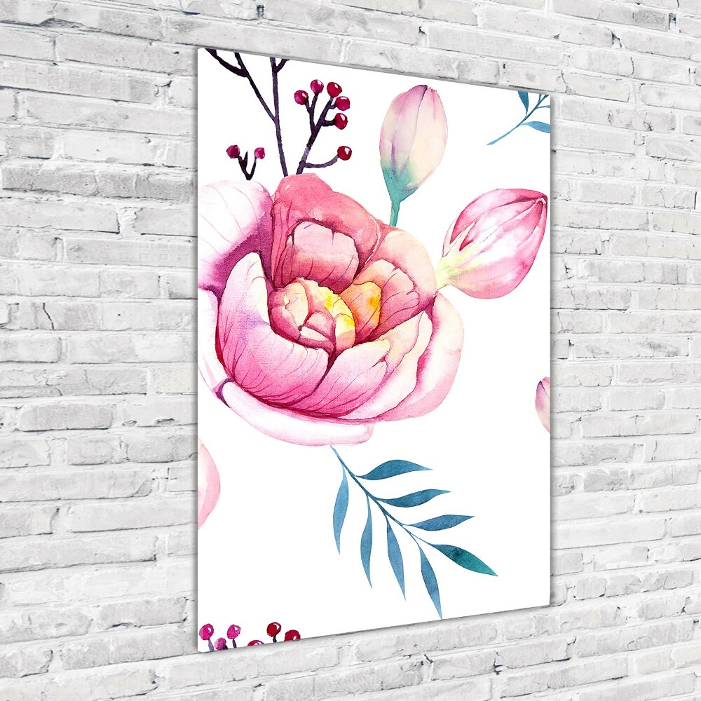 Print on a a glass Peonies