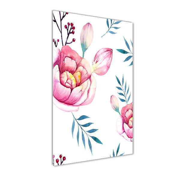 Print on a a glass Peonies