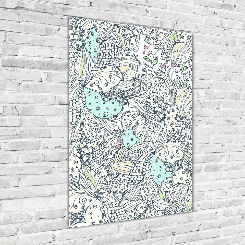 Glass art picture Floral pattern