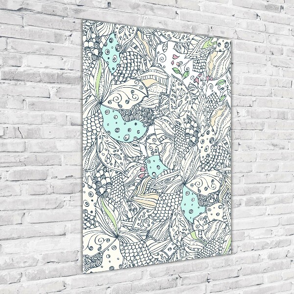 Glass art picture Floral pattern