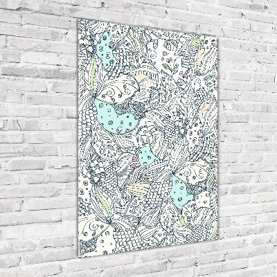 Glass art picture Floral pattern