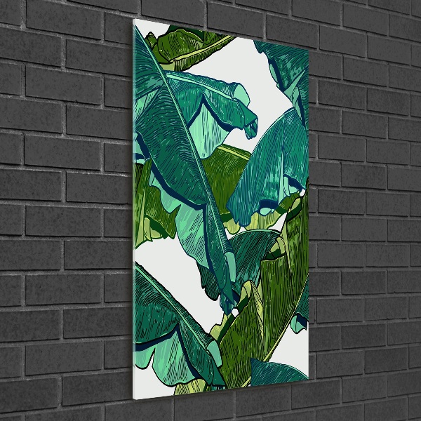 Print on a a glass Banana leaves