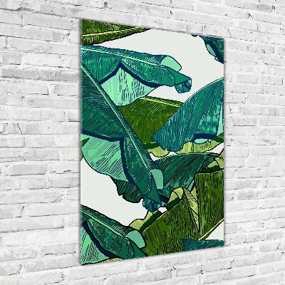 Print on a a glass Banana leaves