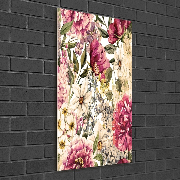 Wall art on glass Floral pattern