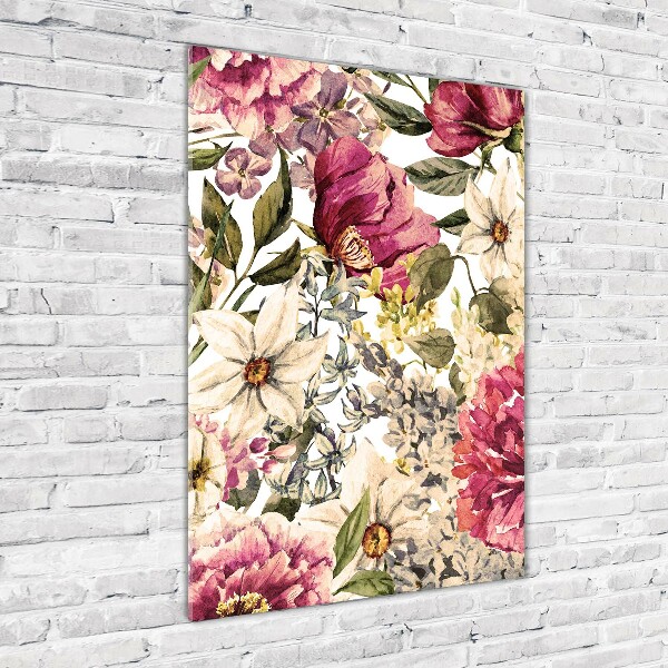 Wall art on glass Floral pattern