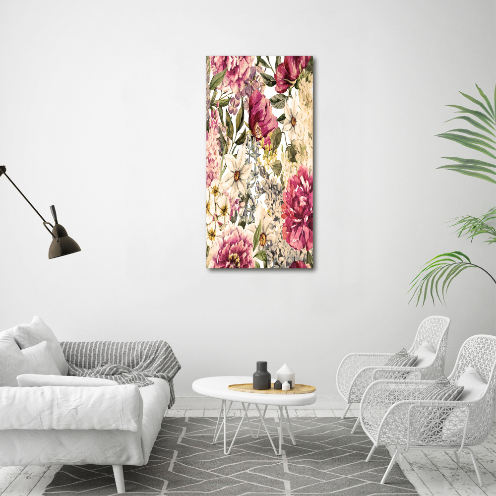 Wall art on glass Floral pattern