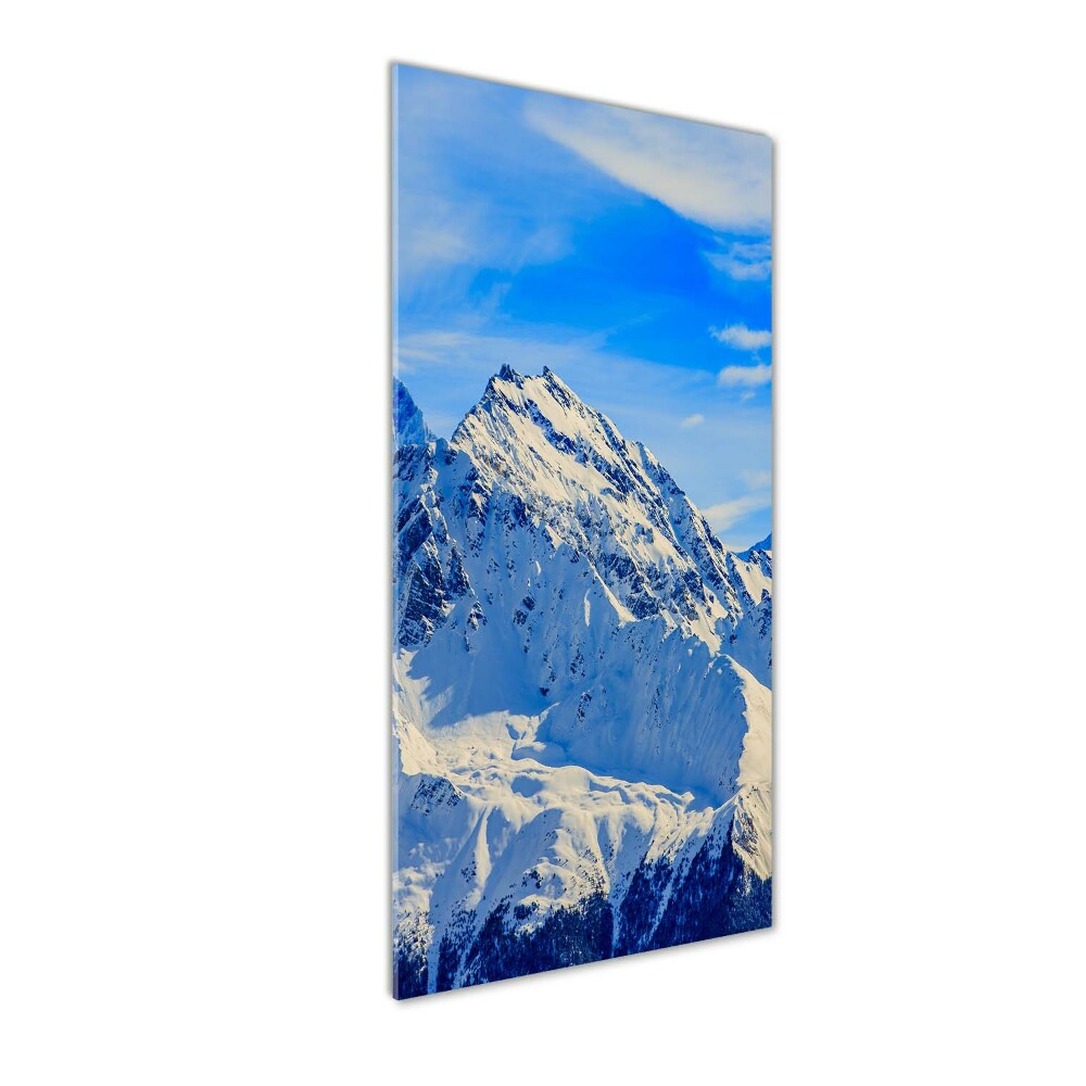 Glass wall art Mountains in winter