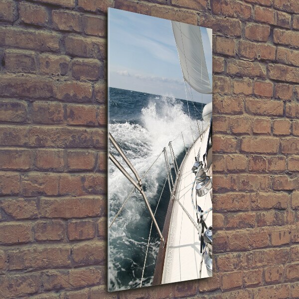 Wall art on glass Yacht at sea