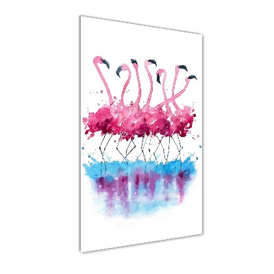 Printed glass wall art Flamingos